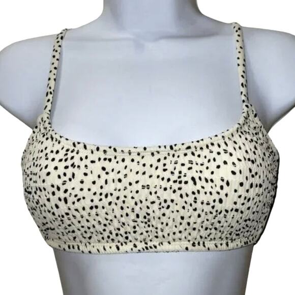 Target Xhilaration Dalmatian Print Smocked Bandeau Bikini Swim Top Sz Small NWT - Picture 1 of 8